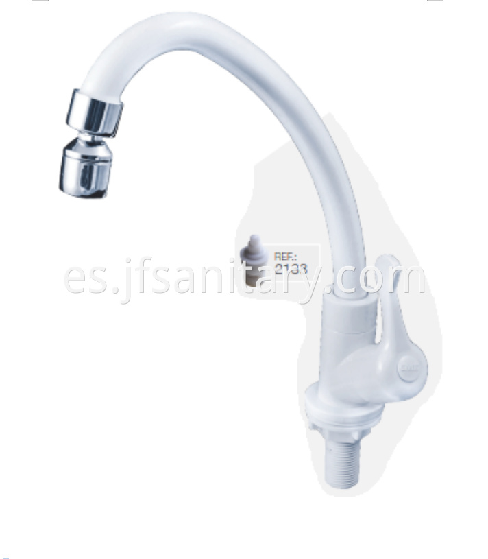 Long Gooseneck Swivel Abs White Sink Tap